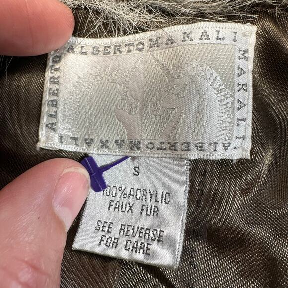 Alberto Makali Faux Fur Vest Gray Brown Small - Picture 3 of 3